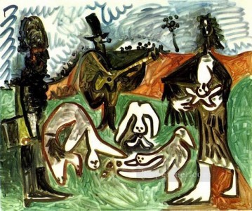 Guitarrista y personajes de un paisaje II 1960 cubismo Pablo Picasso Pinturas al óleo